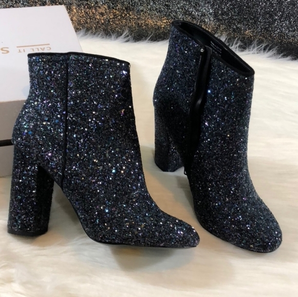 Call It Spring Shoes - SOLD‼ Talcahuano Navy Glitter Ankle Boot